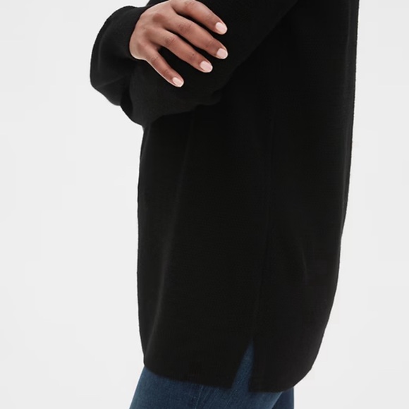 NWT GAP True Soft Textured V-Neck Tunic Sweater BLACK SIZE XS H9 - Picture 2 of 10